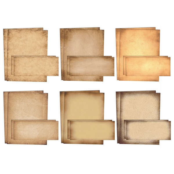 Better Office Products Aged Paper Stationery, 50 Sheets/50 Env, Antique Parchment Paper, Letter Size, 6 Designs, 100PK 63900 - main